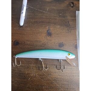 Vintage Grandma Bluish Green Scale Fishing Lure Jerkbait Crankbait 3 Hooks